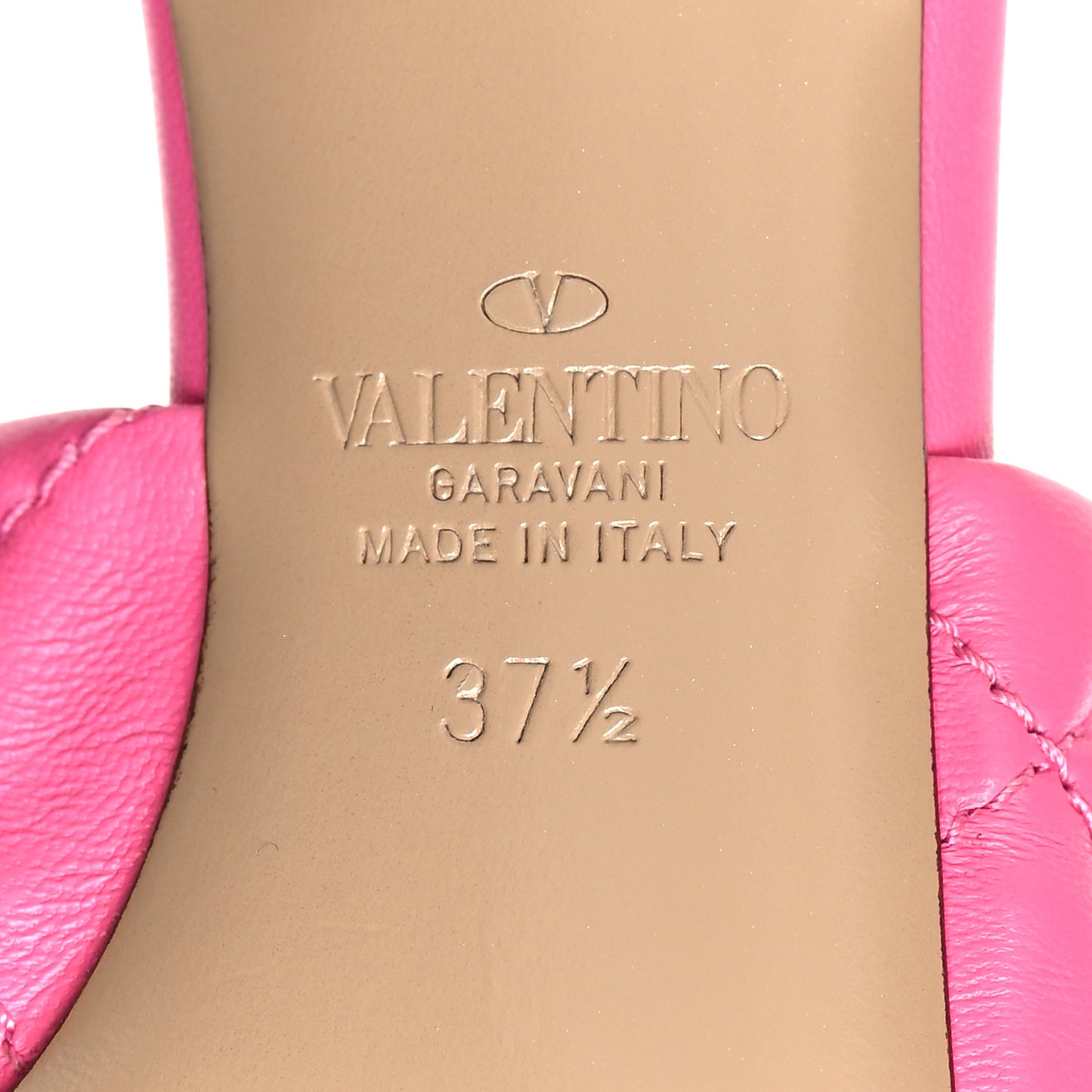 Nappa Quilted Roman Stud 65mm Slide Sandals 37.5 Feminine Pink