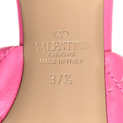 Valentino Garavani Nappa Quilted Roman Stud 65mm Slide Sandals 37.5 Feminine Pink 7 of 8