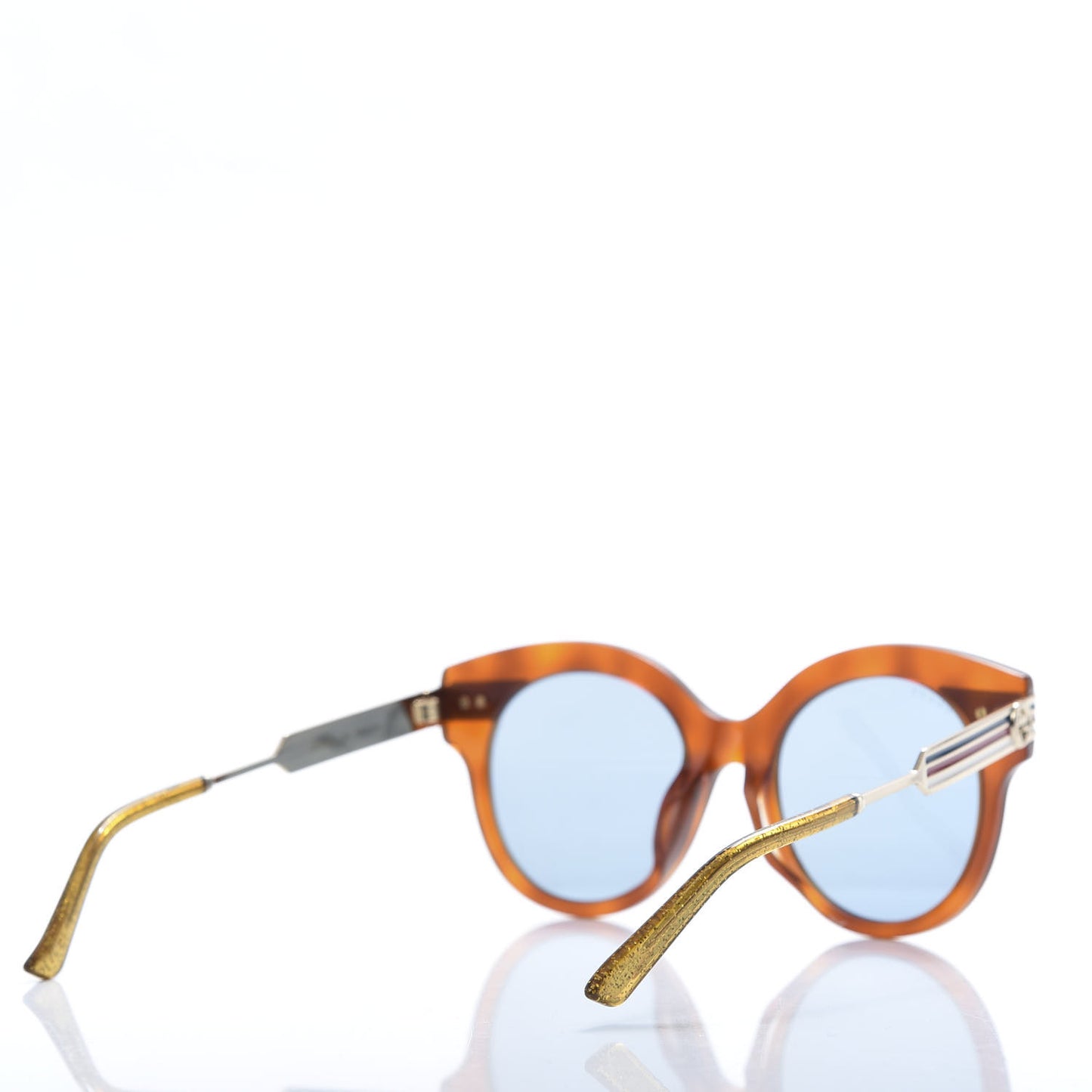 Acetate Round Frame Web Sunglasses GG0282SA Tortoise