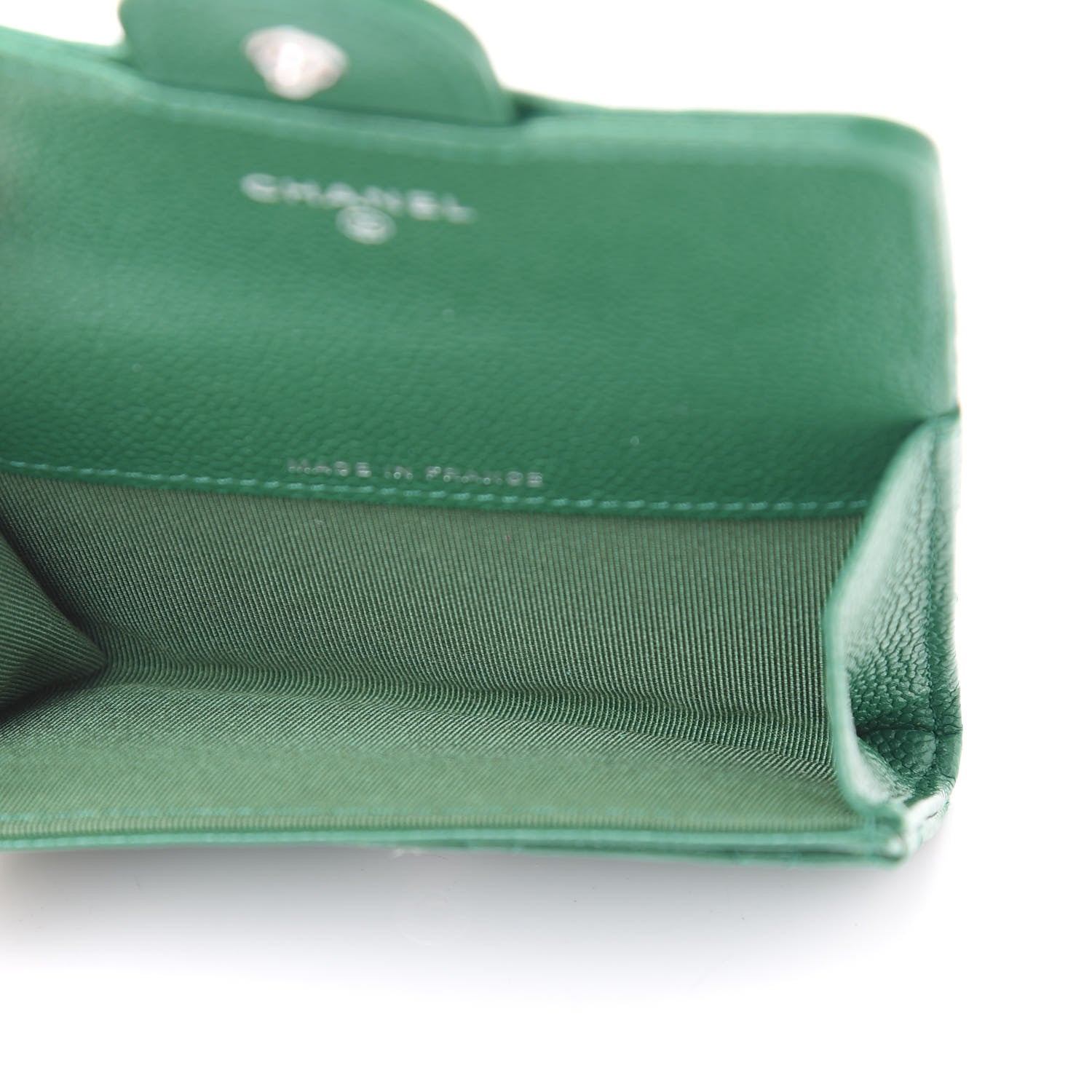 Chanel Metallic Caviar Quilted Card Holder Wallet Green 5 of 12