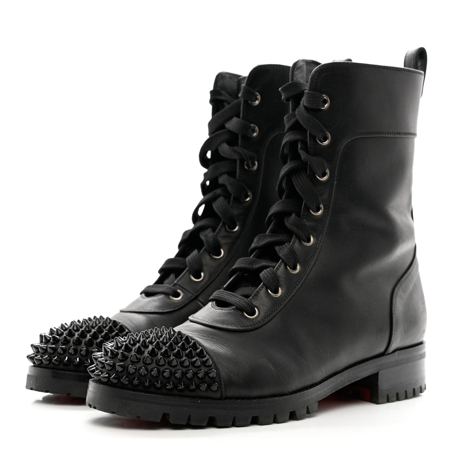 Christian Louboutin Calfskin Spikes TS Croc Flat Boots 39 Black 3 of 11