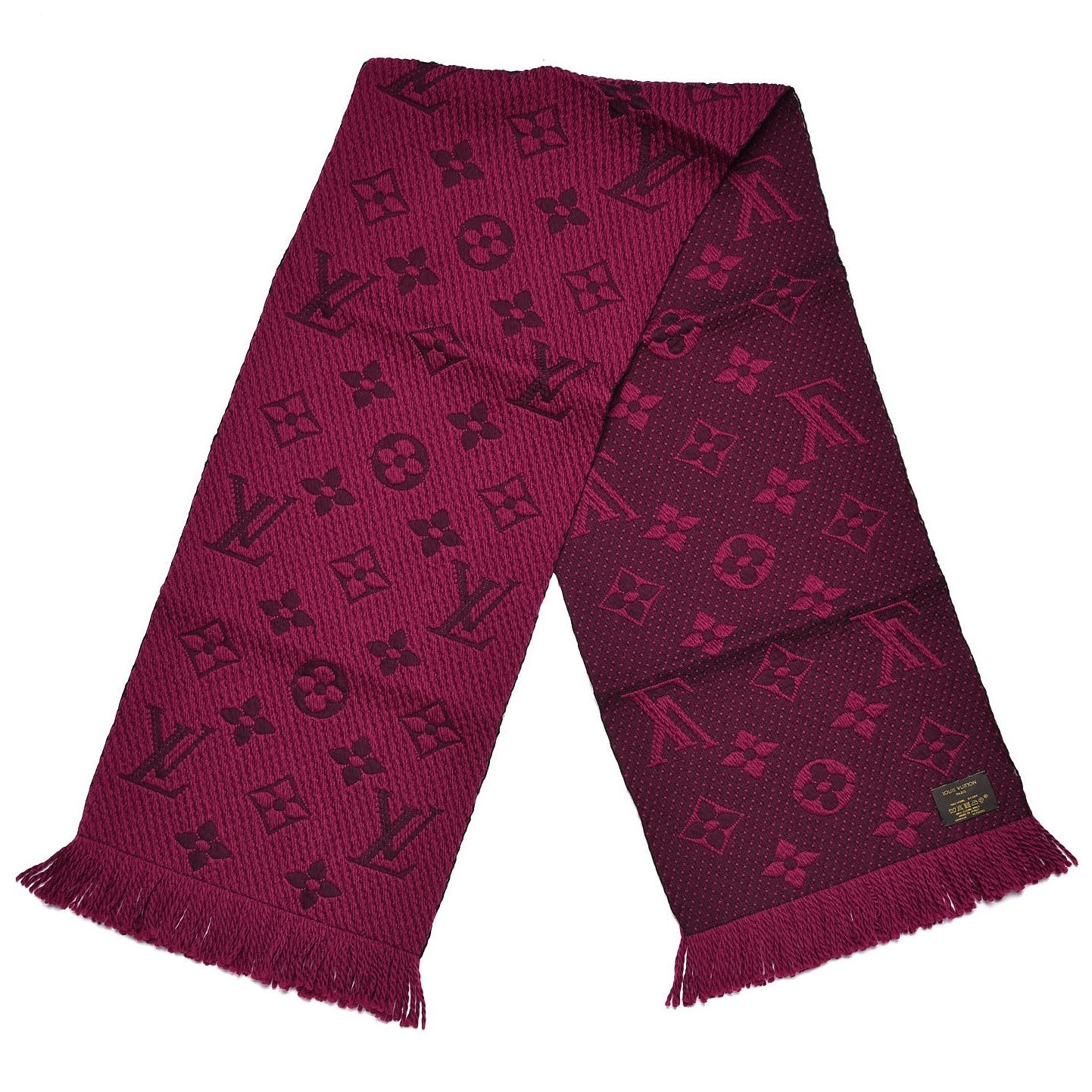 Wool Silk Logomania Scarf Cherry