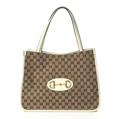Gucci Monogram New Sakai Calfskin Lux Horsebit 1955 Tote Beige Ebony Mystic White 1 of 11