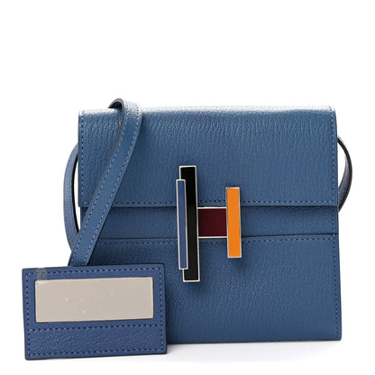 Hermes Chevre Mysore Enamel Mini Cinhetic Wallet  Bleu Brighton 3 of 12