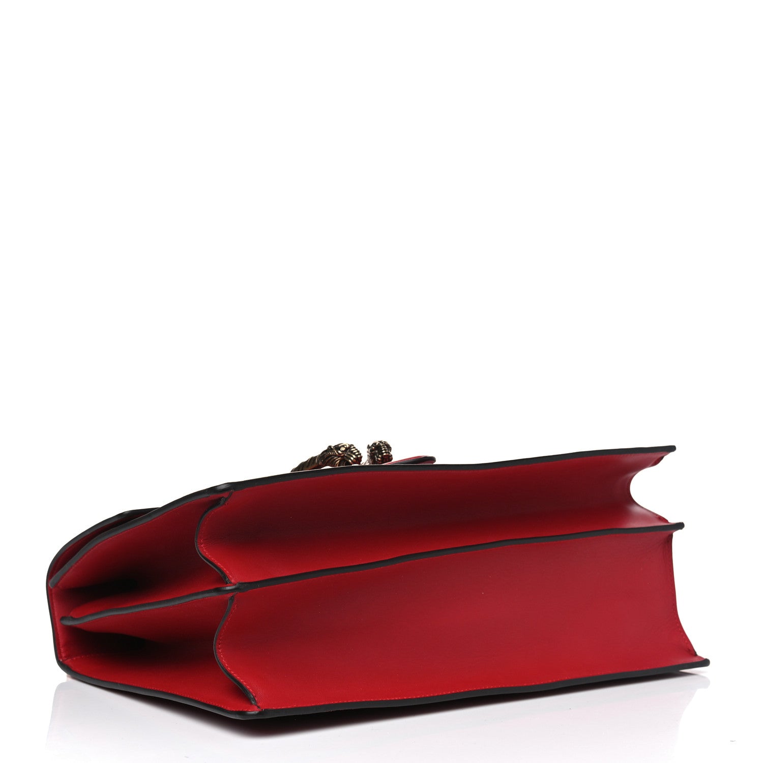 Gucci Moon Calfskin Web Large Dionysus Bamboo Top Handle Bag Hibiscus Red 3 of 4