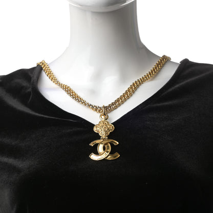 Chanel CC Cross Pendant Necklace Gold 2 of 4
