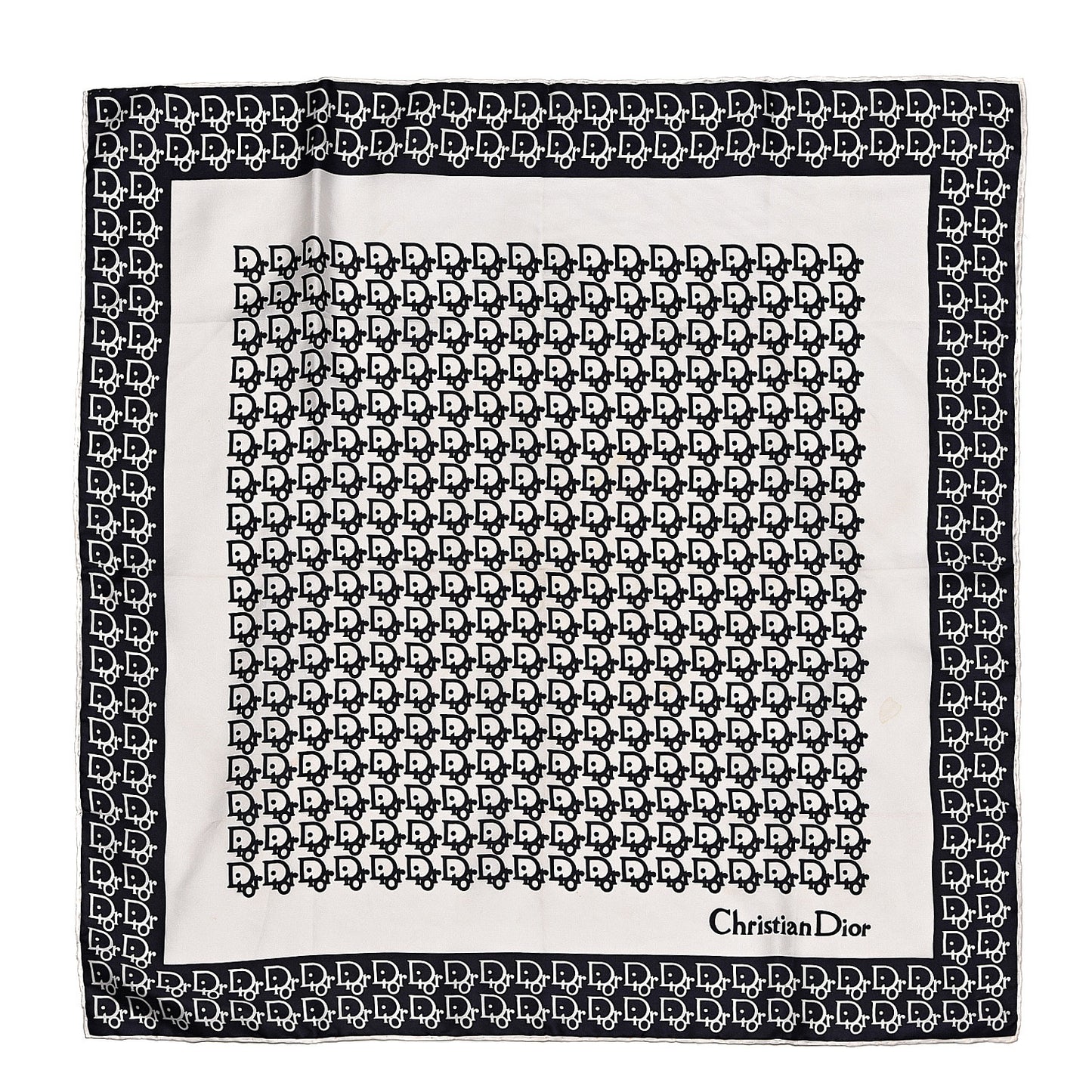 Silk Monogram Scarf Navy White