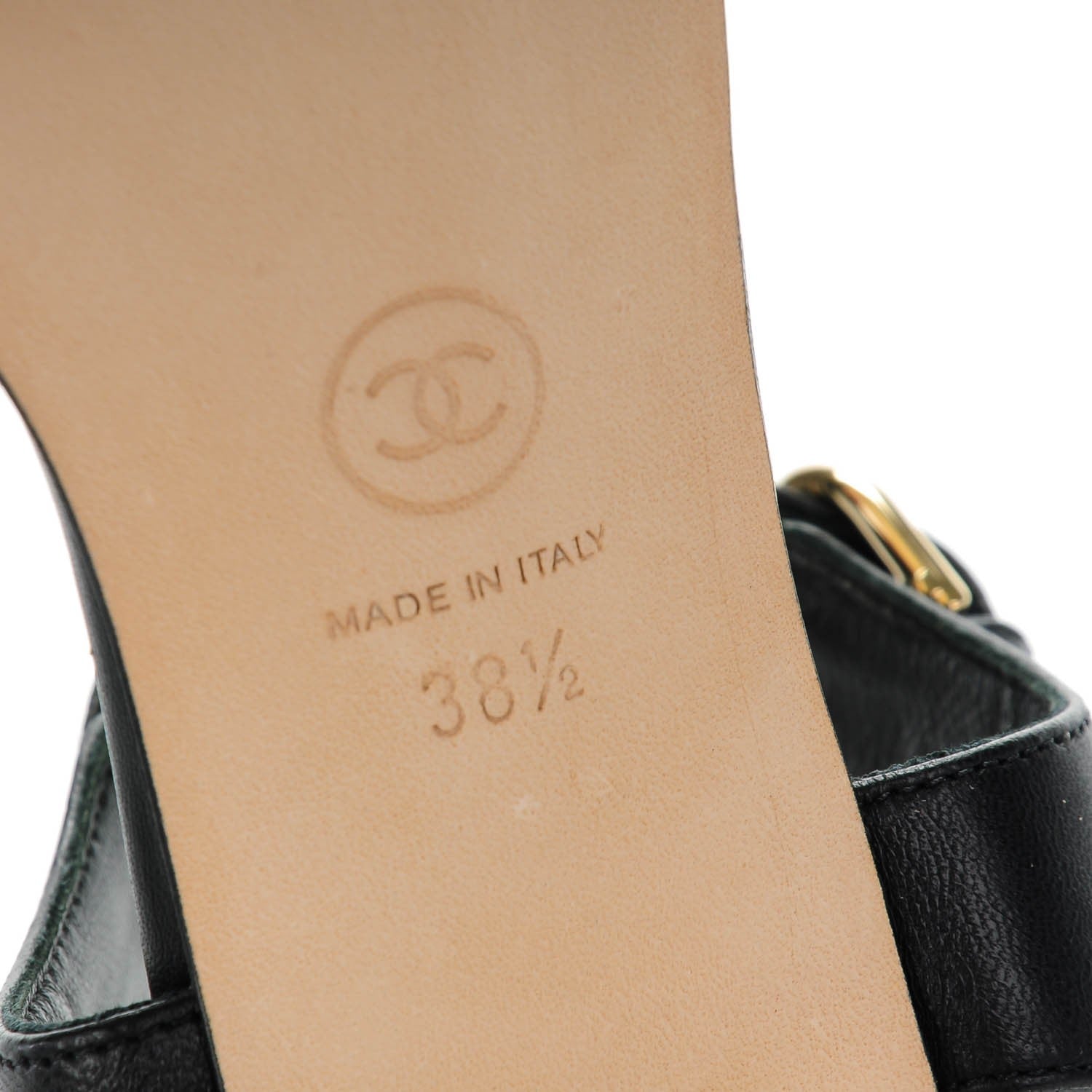 Chanel Lambskin Pearl CC Bijoux Sandals 38.5 Black 7 of 7