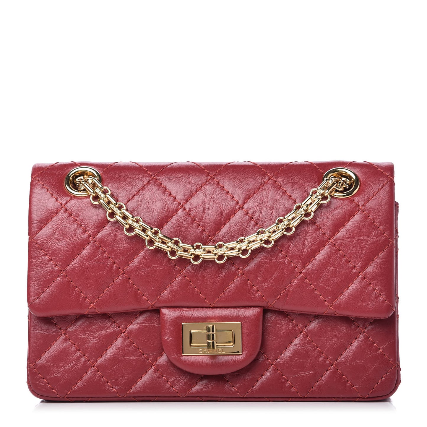 Aged Calfskin Quilted 2.55 Reissue Mini Flap Red
