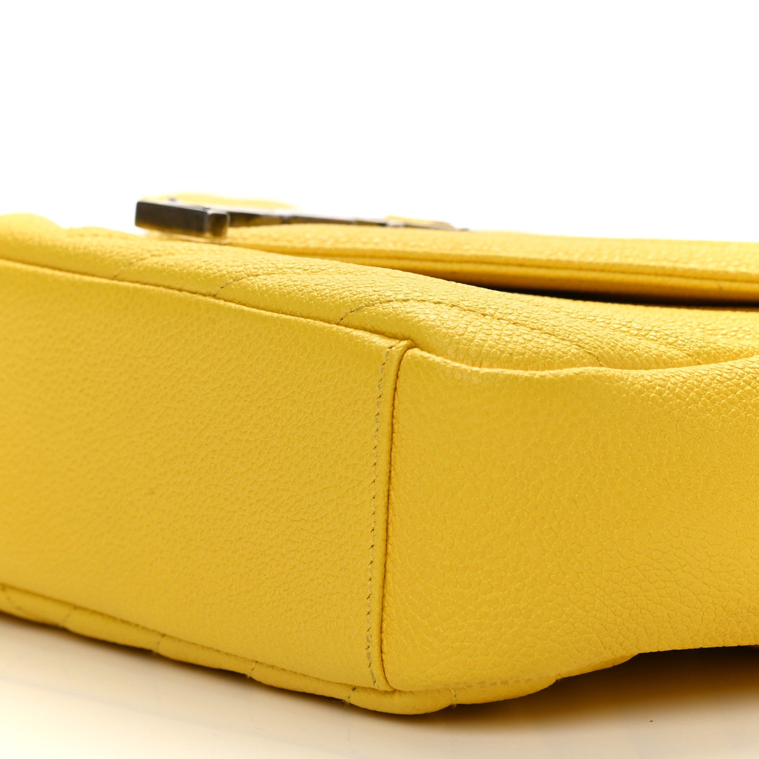Saint Laurent Grained Calfskin Matelasse Chevron Medium Monogram Chain Bag Mimosa 9 of 10