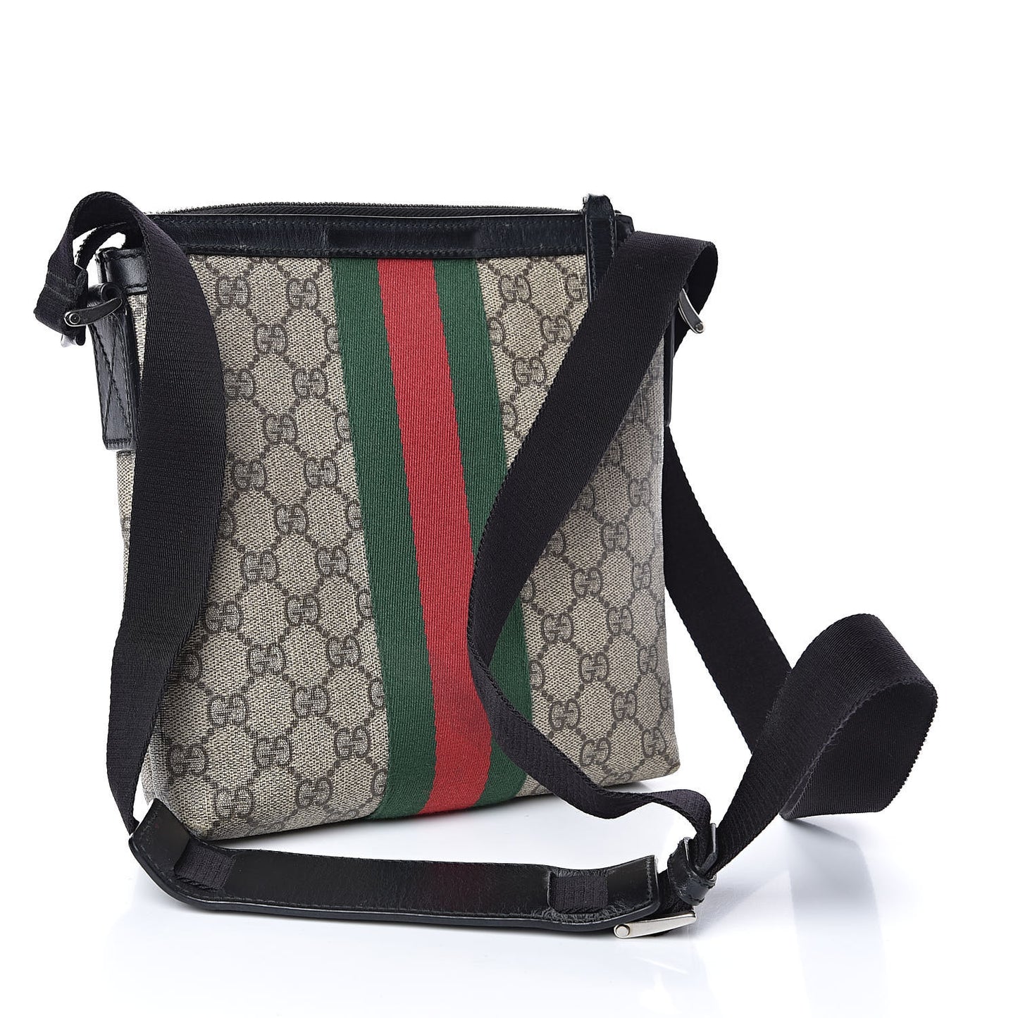 GG Supreme Monogram Web Messenger Bag Black