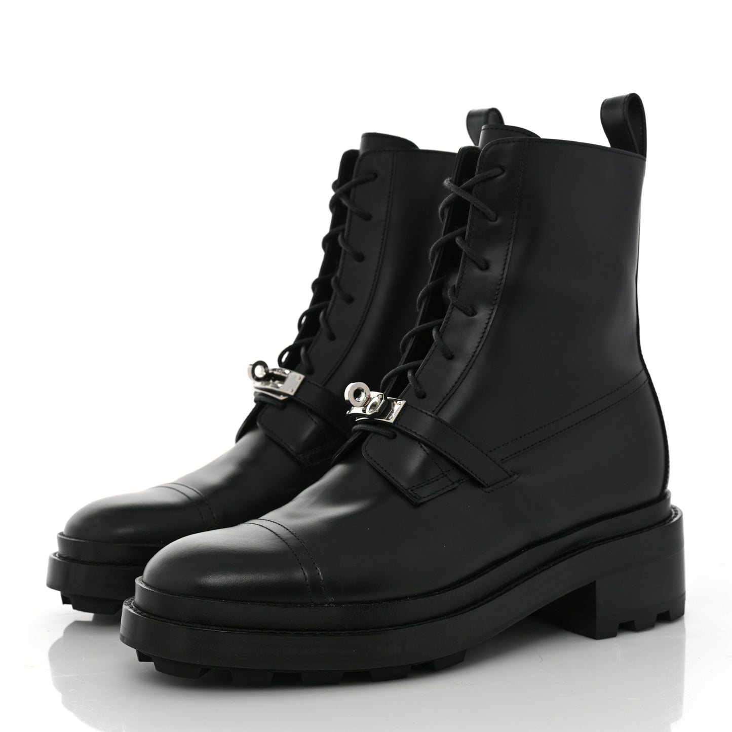 Glossed Calfskin Funk Ankle Boots 40 Black