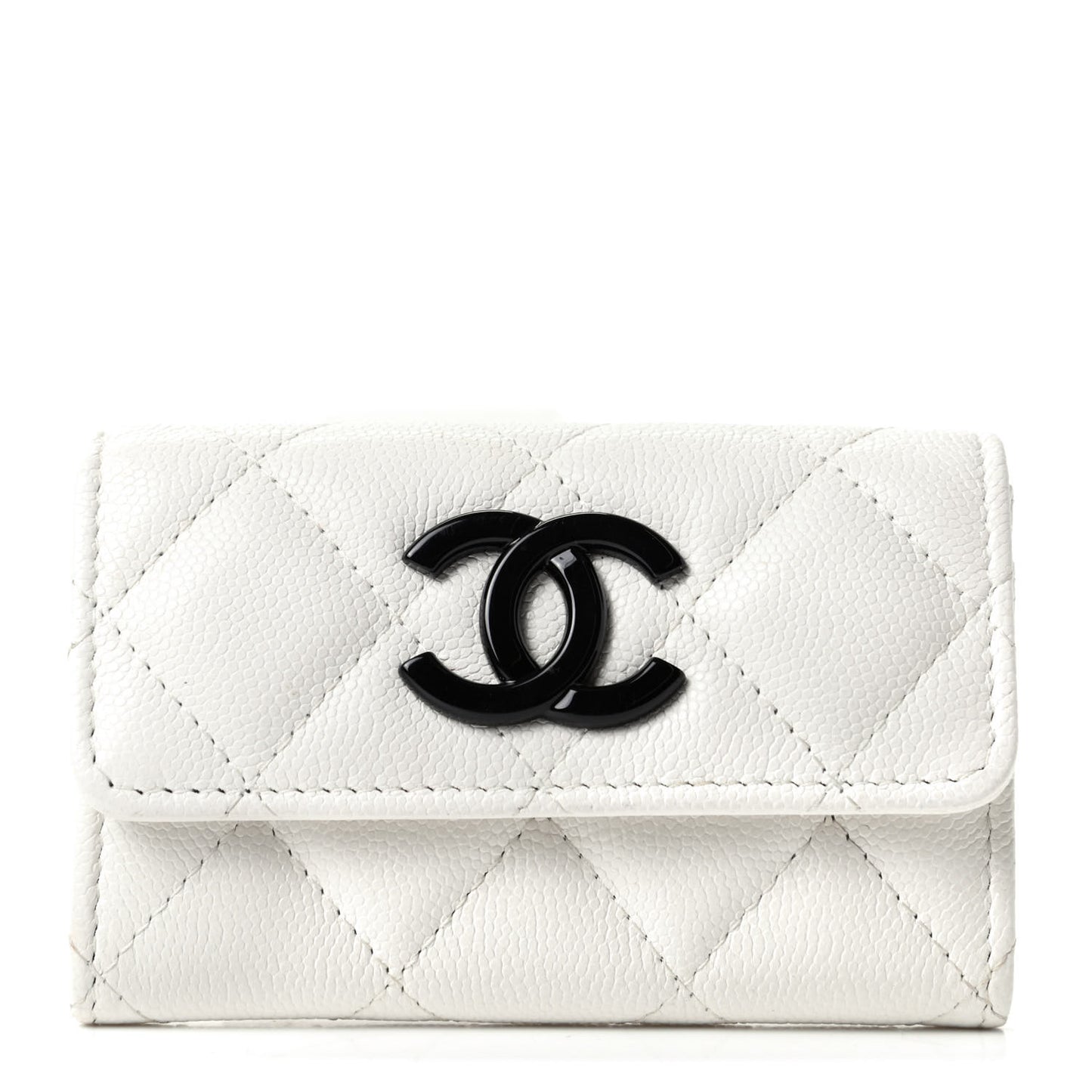 Caviar Quilted My Everything Flap Card Holder White