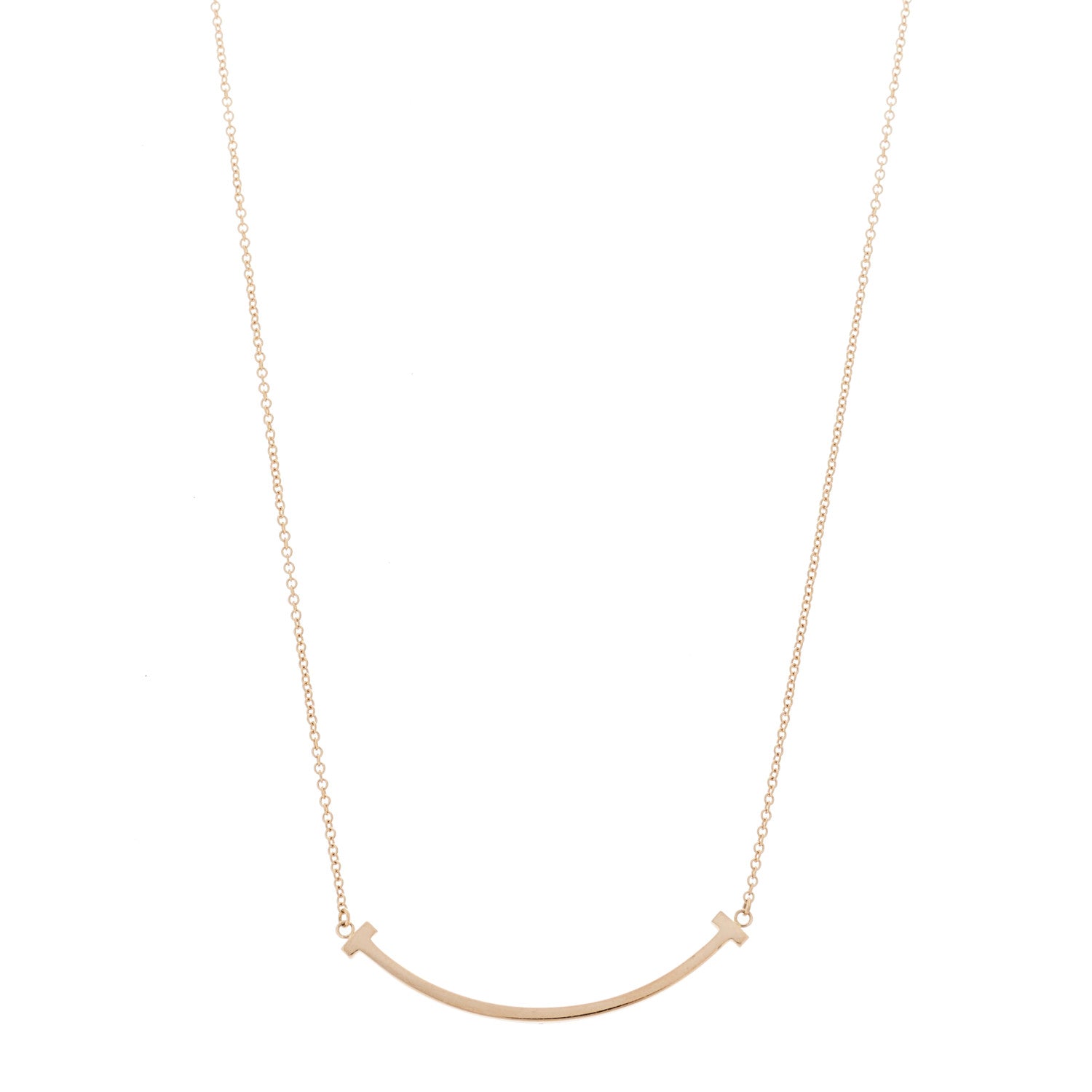 Tiffany 18K Rose Gold Small T Smile Pendant Necklace 1 of 5