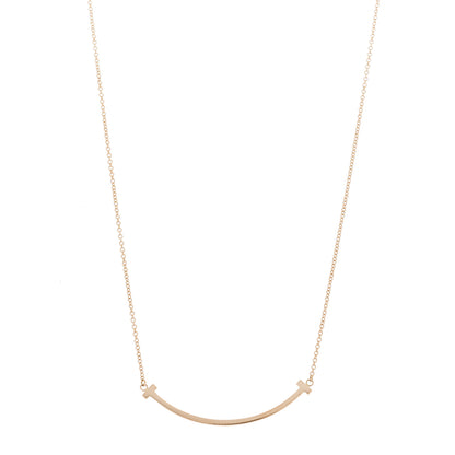 Tiffany 18K Rose Gold Small T Smile Pendant Necklace 1 of 5