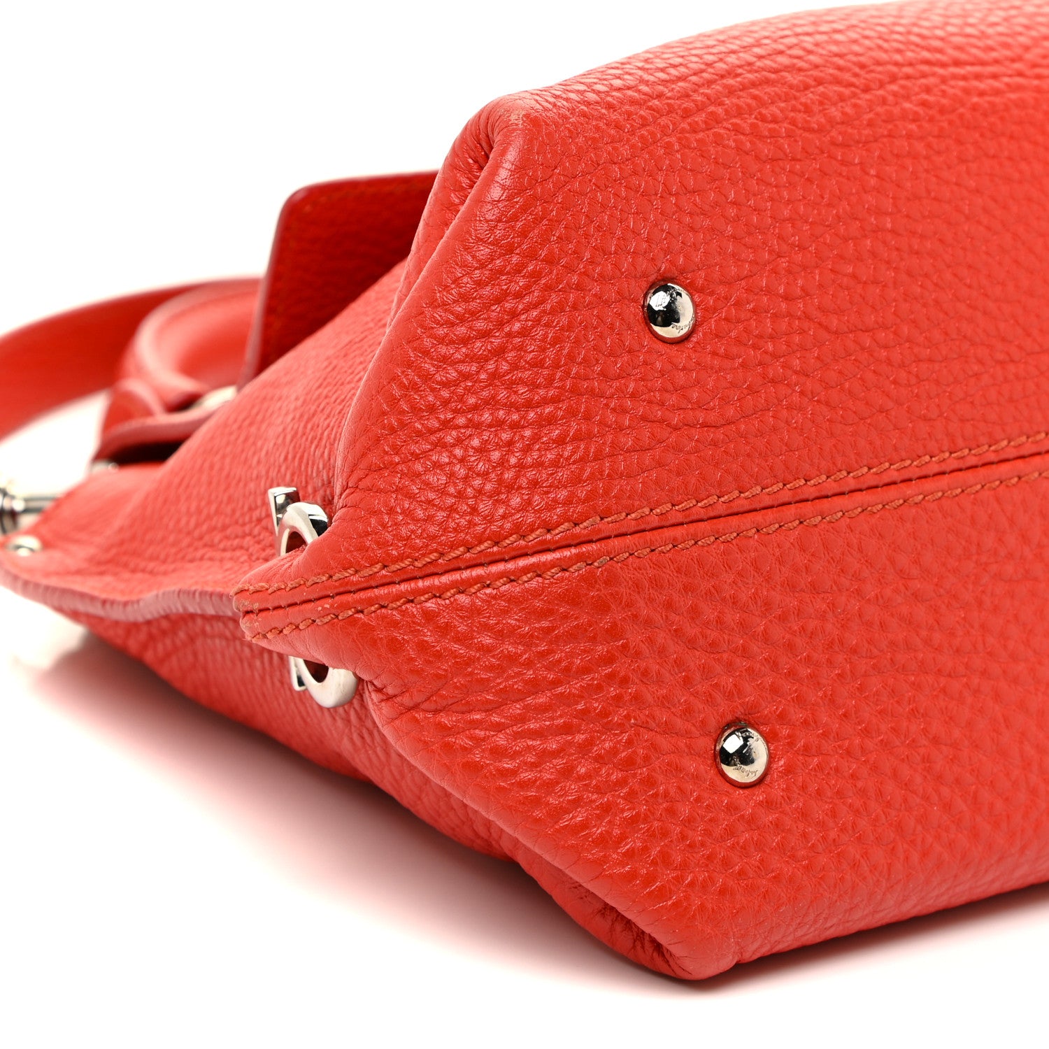 Salvatore Ferragamo Grained Calfskin Sofia Satchel Red 8 of 21