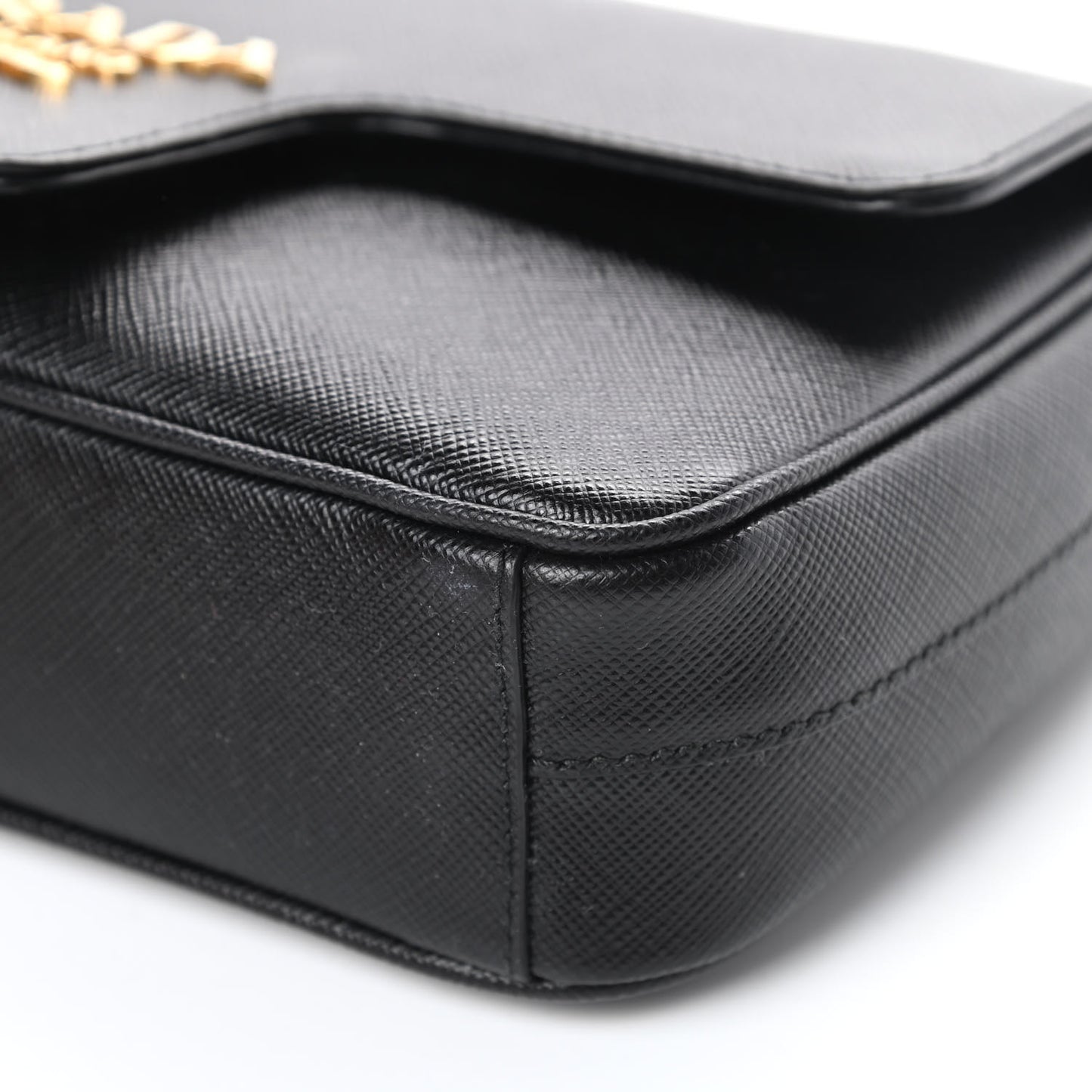 Saffiano Flap Shoulder Bag Black