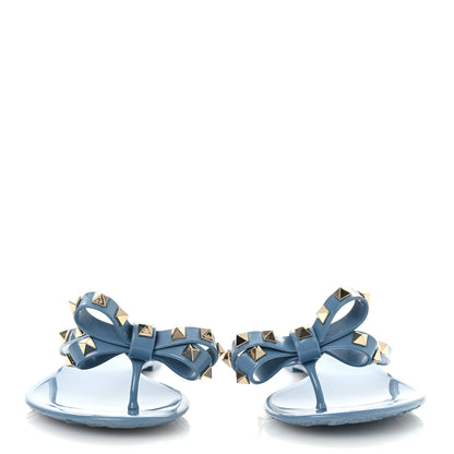 Valentino Garavani PVC Jelly Rockstud Bow Thong Sandals 38 Grey Sky 3 of 10
