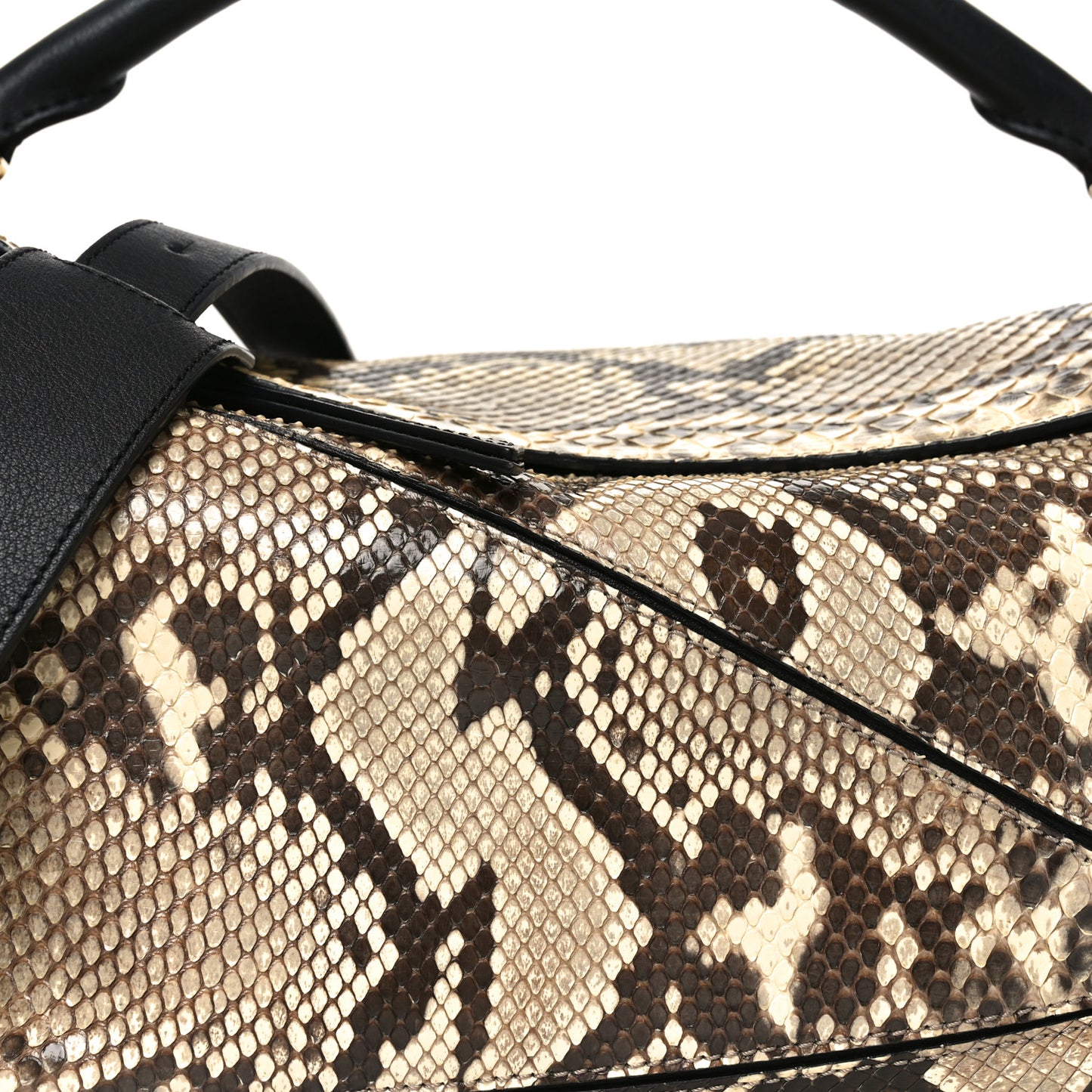 Snakeskin Medium Puzzle Bag Black
