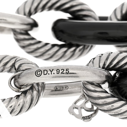 David Yurman Sterling Silver Black Ceramic 17mm Extra Large Oval Link Bracelet 3 of 3