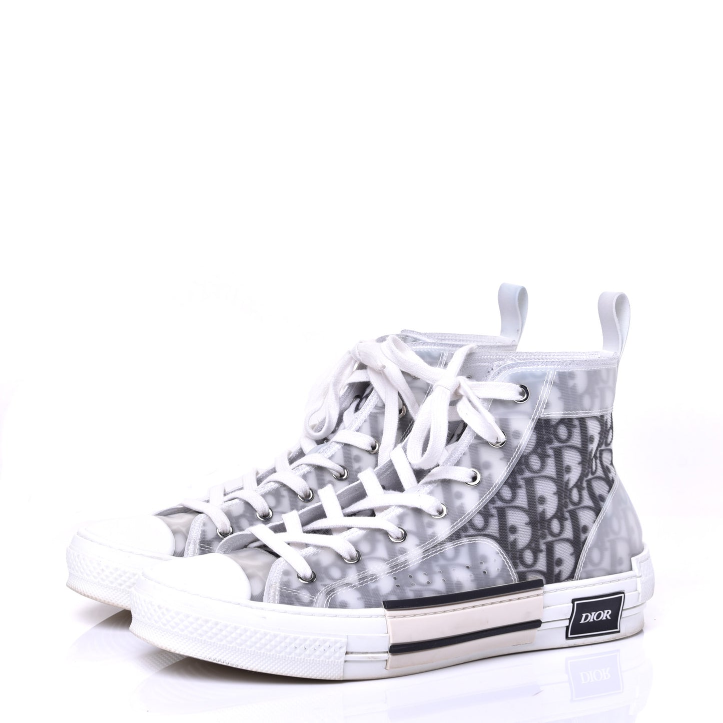Technical Canvas Oblique Mens B23 High Top Sneakers 43 White Black
