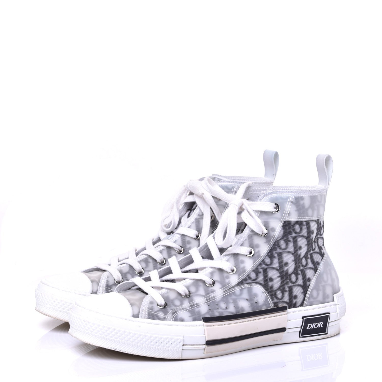 Christian Dior Technical Canvas Oblique Mens B23 High Top Sneakers 43 White Black 2 of 10