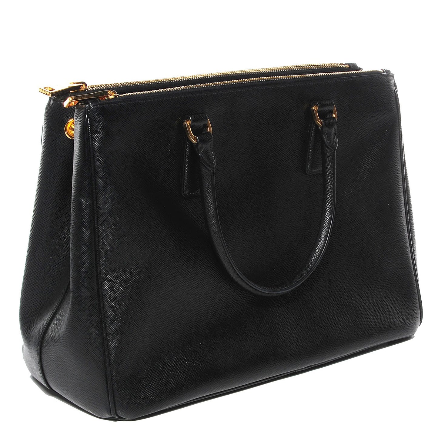 Saffiano Lux Medium Double Zip Tote Nero Black