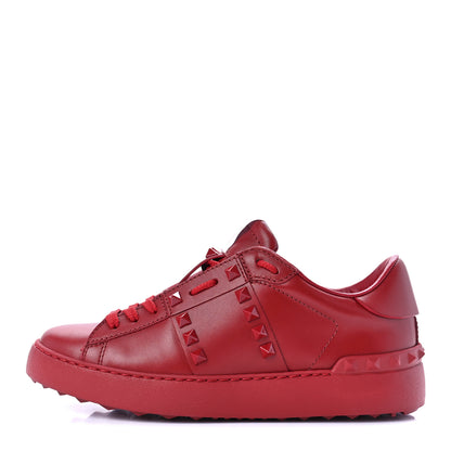 Valentino Garavani Calfskin Rockstud Untitled Open Sneakers 36.5 Red 1 of 8