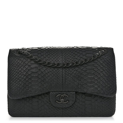 Chanel Snakeskin Jumbo Double Flap So Black 1 of 10