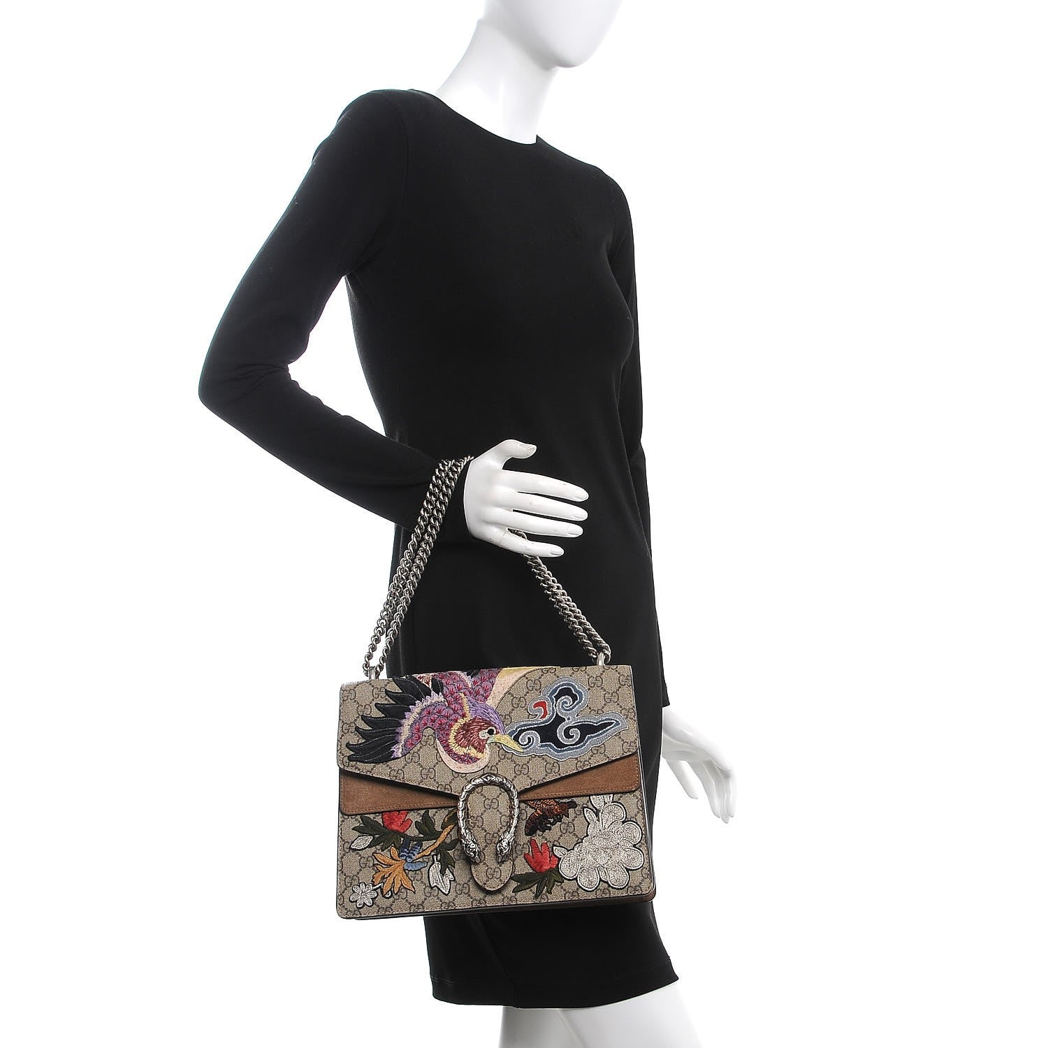 Gucci GG Supreme Monogram Embroidered Medium Dionysus Shoulder Bag Taupe 2 of 9