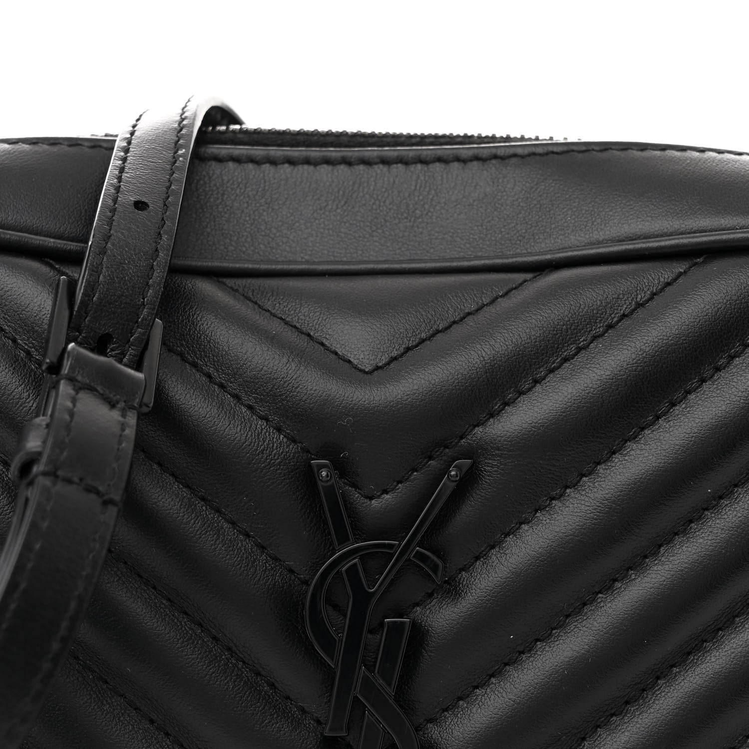 Saint Laurent Calfskin Matelasse Monogram Monochrome Lou Camera Bag Black 8 of 10