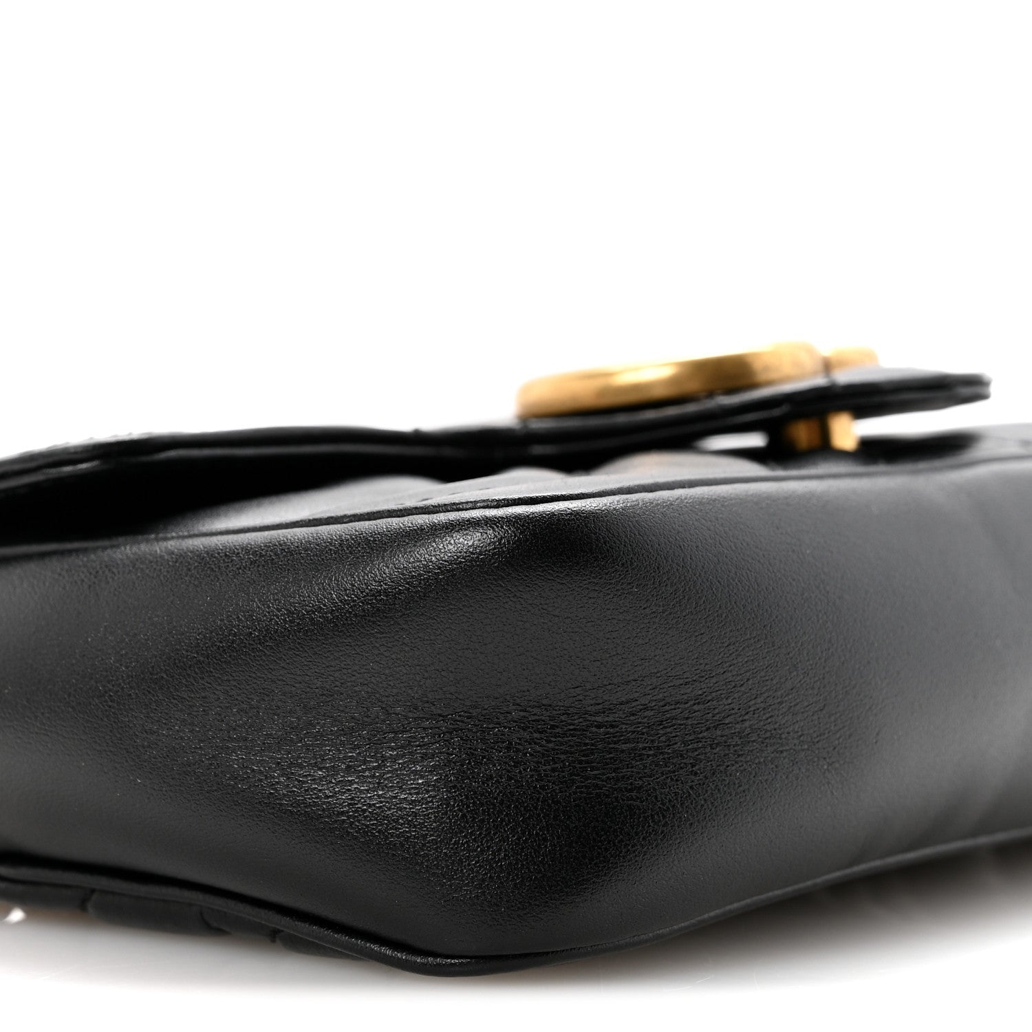 Gucci Calfskin Matelasse Super Mini GG Marmont Shoulder Bag Black 9 of 11