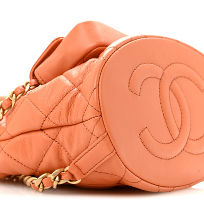 Chanel Calfskin Quilted Small CC Chain Bucket Backpack Orange 9 of 10