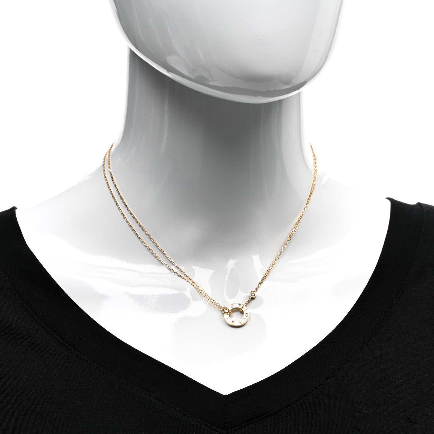 18K Yellow Gold 2 Diamond LOVE Necklace