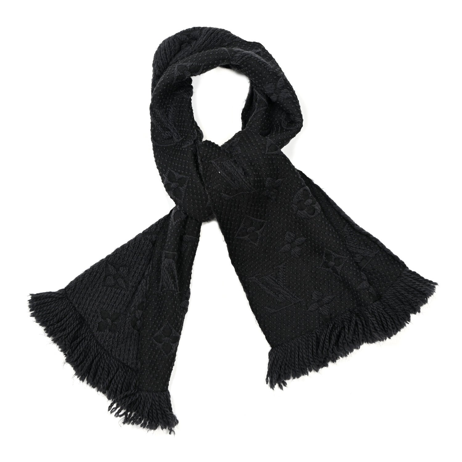 Louis Vuitton Wool Silk Logomania Scarf Charcoal 1 of 5