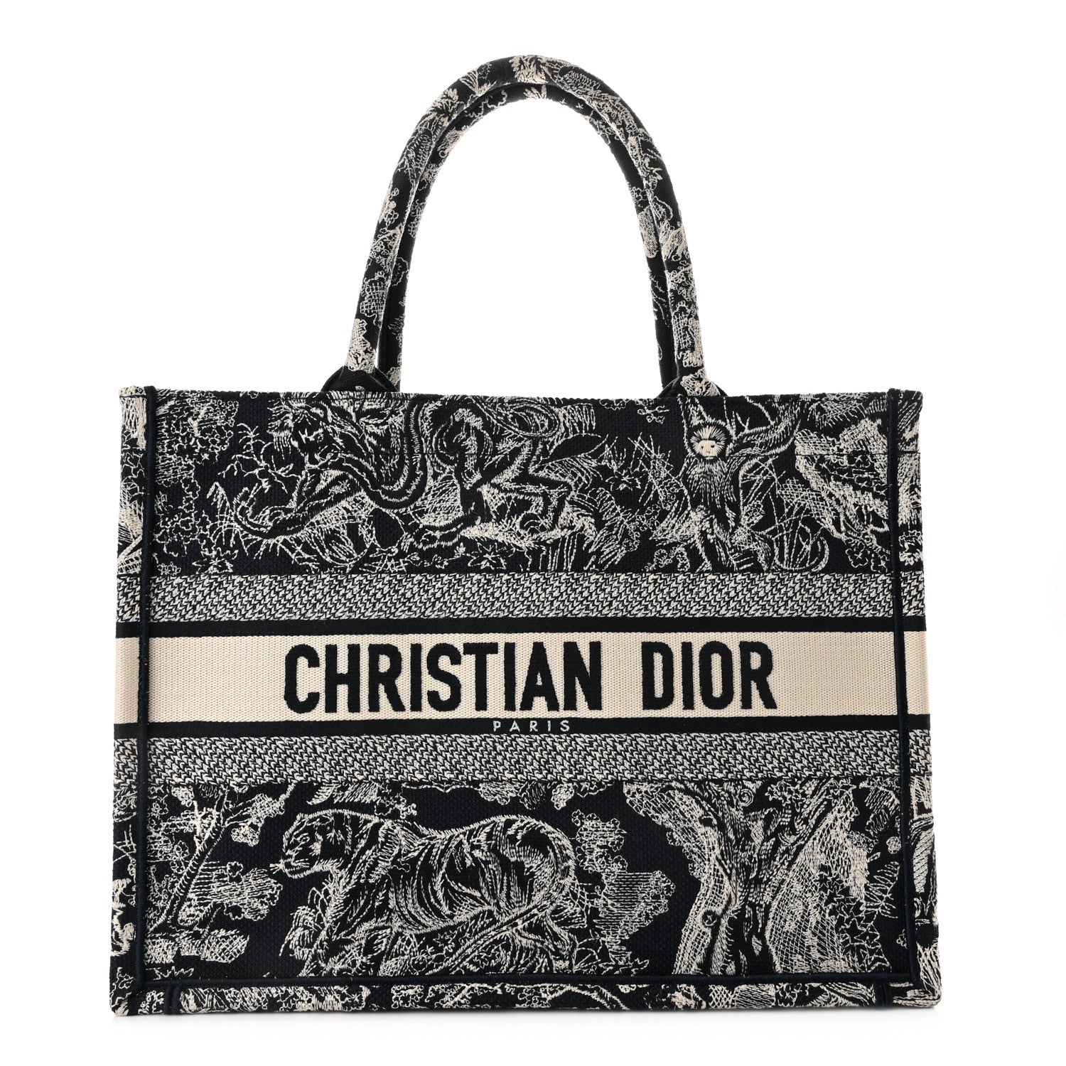 Christian Dior Canvas Embroidered Medium Toile De Jouy Reverse Book Tote Blue 1 of 10