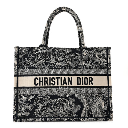Christian Dior Canvas Embroidered Medium Toile De Jouy Reverse Book Tote Blue 1 of 10
