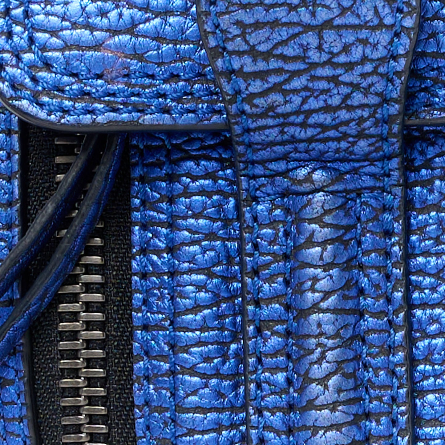 Metallic Textured Calfskin Mini Pashli Satchel Electric Blue