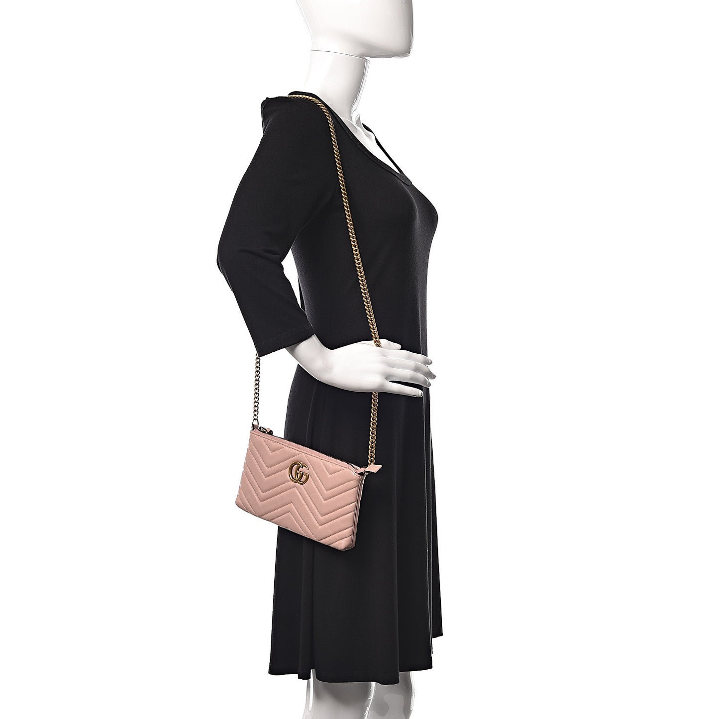 Calfskin Matelasse Mini GG Marmont Chain Bag Perfect Pink