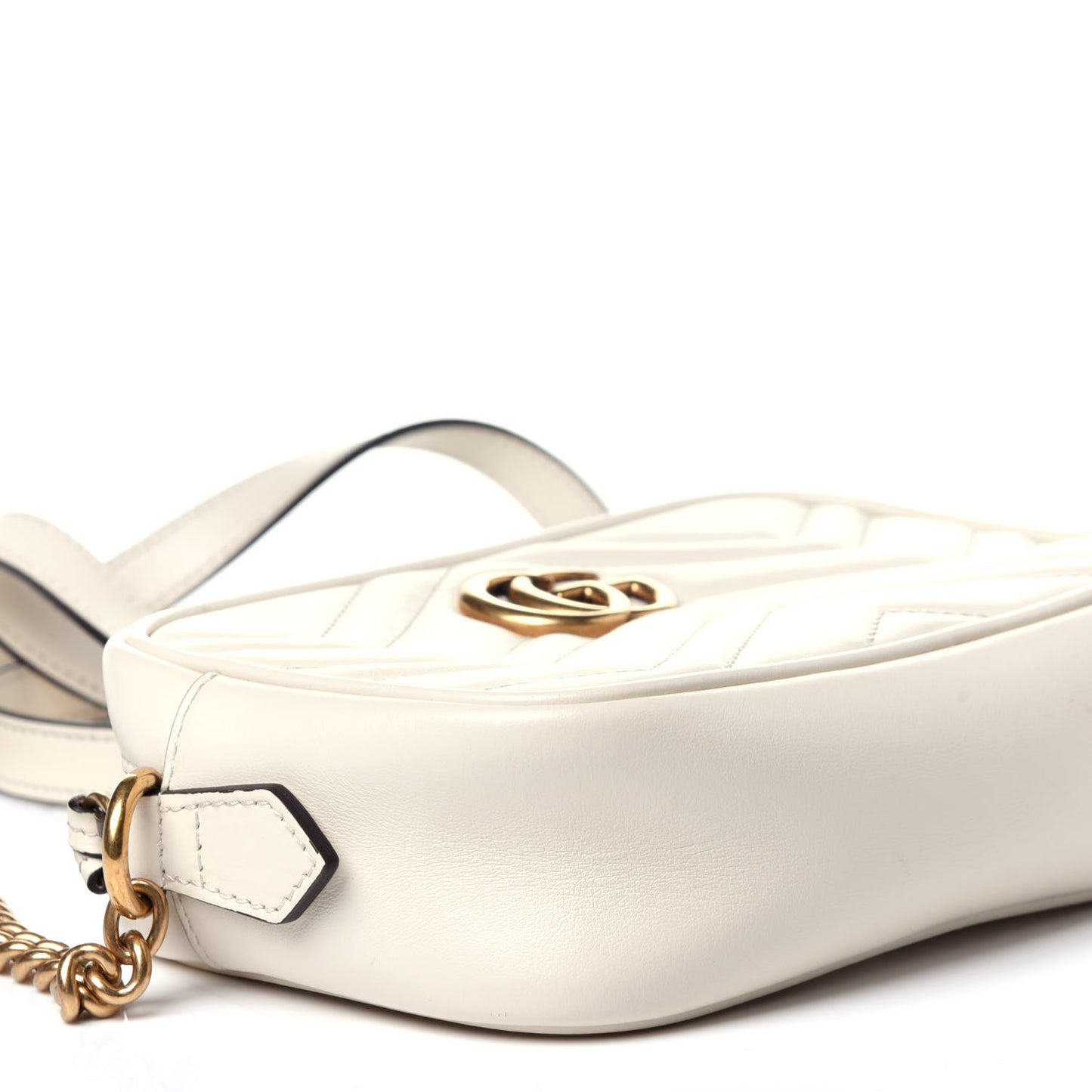 Calfskin Matelasse Mini GG Marmont Chain Shoulder Bag White