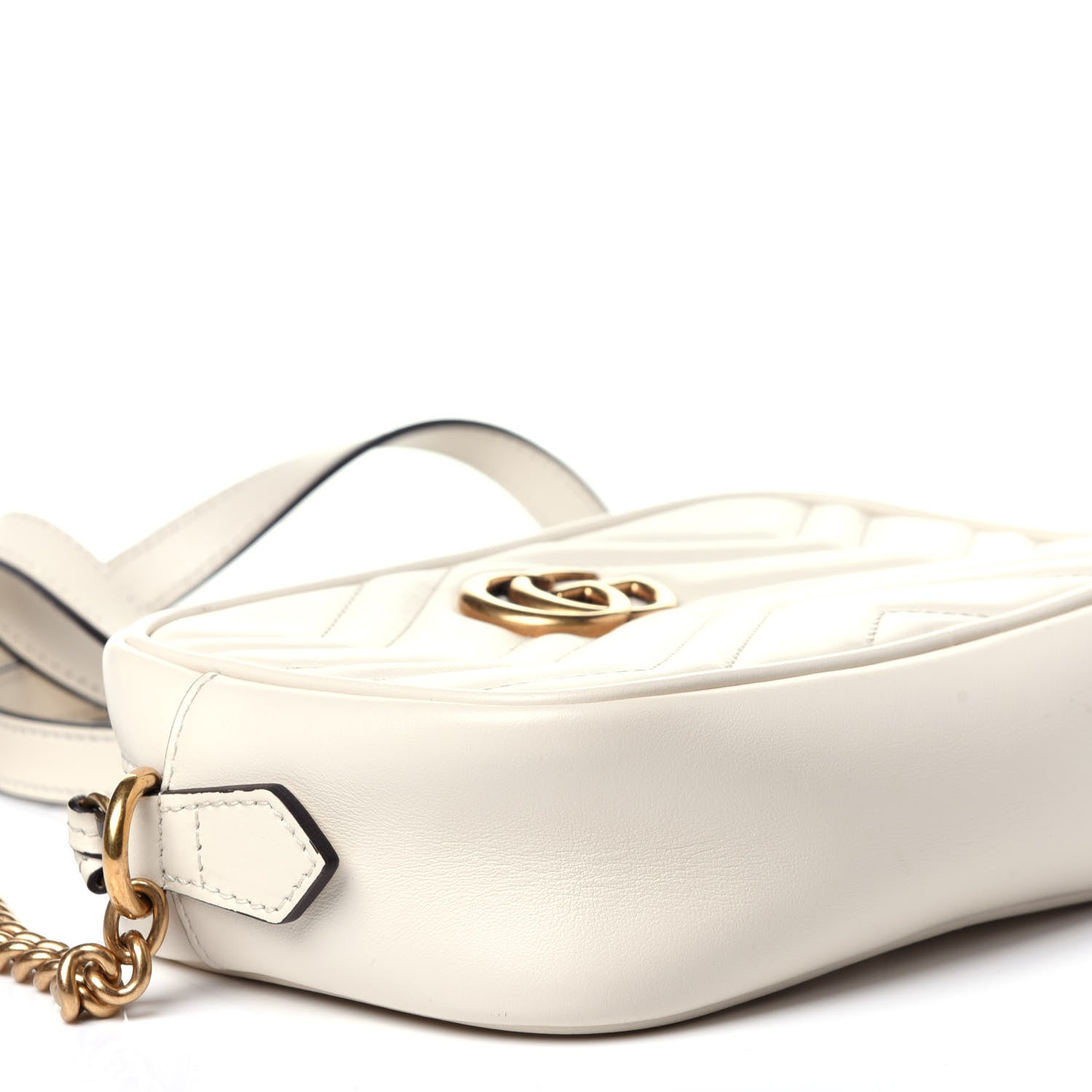 Gucci Calfskin Matelasse Mini GG Marmont Chain Shoulder Bag White 8 of 11