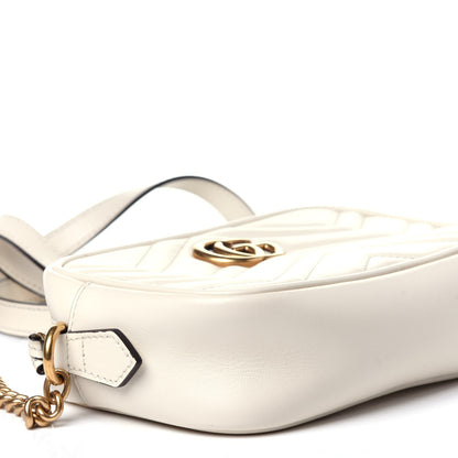 Gucci Calfskin Matelasse Mini GG Marmont Chain Shoulder Bag White 8 of 11