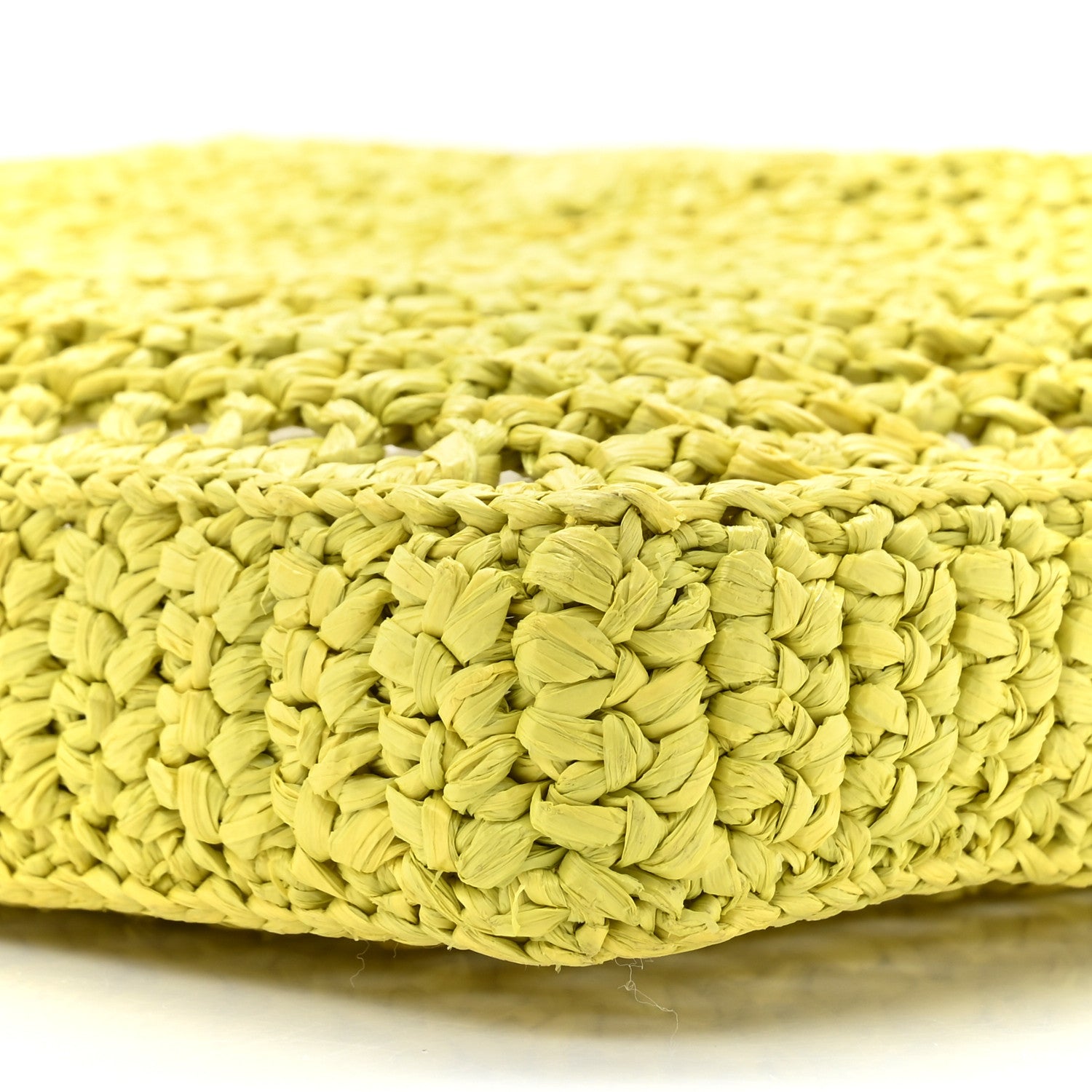 Prada Yarn Raffia Effect Crochet Logo Embroidered Tote Bag Cedro 8 of 9