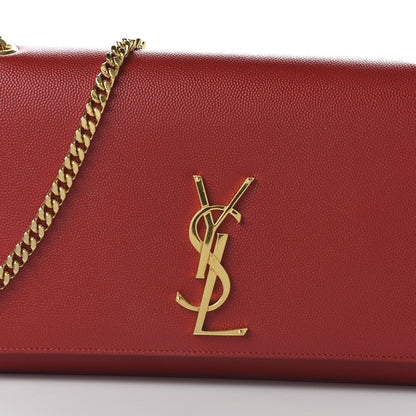 Saint Laurent Grain De Poudre Medium Monogram Kate Satchel Red 9 of 9