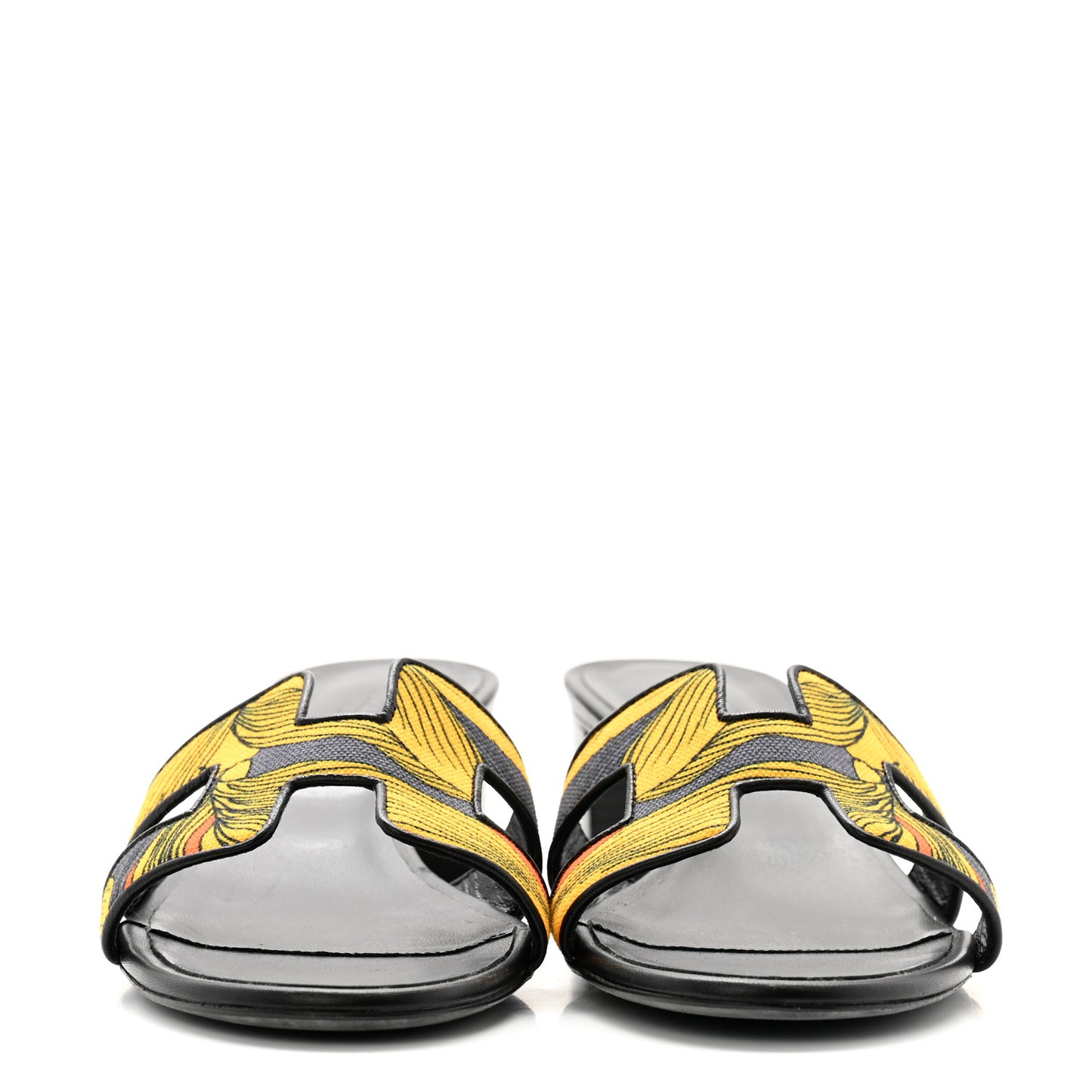 Cotton Canvas Nappa Iris Printed Oasis Sandals 41 Encre Black