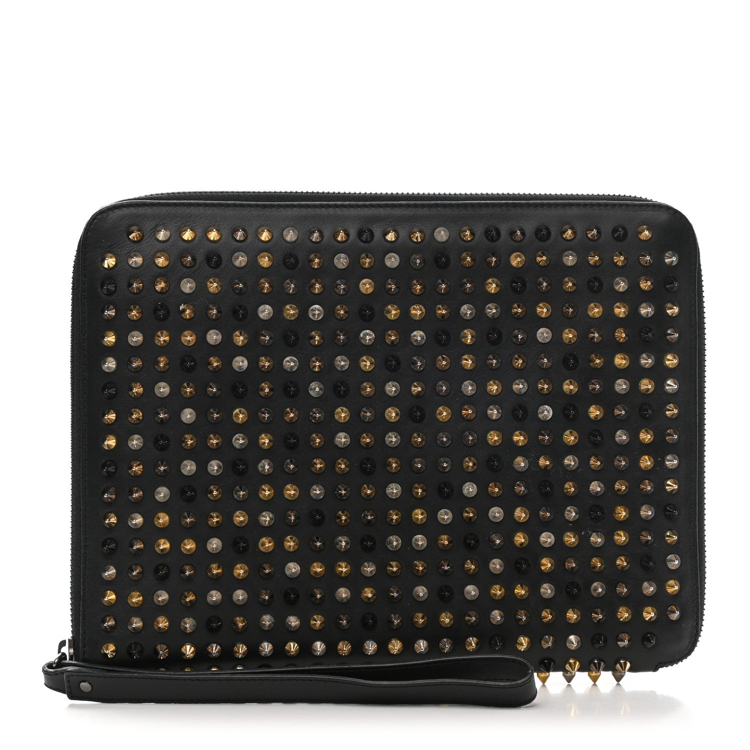 Christian Louboutin Metallic Calfskin Spiked IPad Case Black 1 of 6
