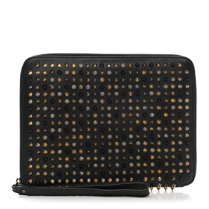 Christian Louboutin Metallic Calfskin Spiked IPad Case Black 1 of 6
