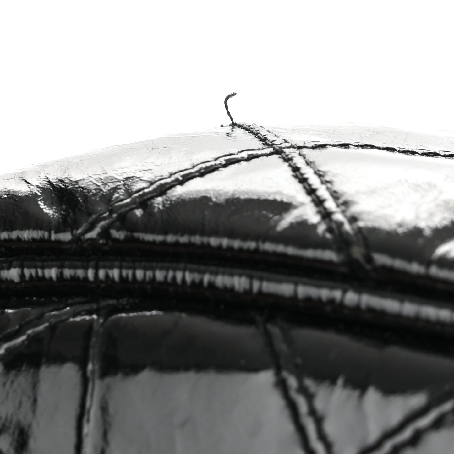 Patent Stitched Drawstring Shoulder Bag Black