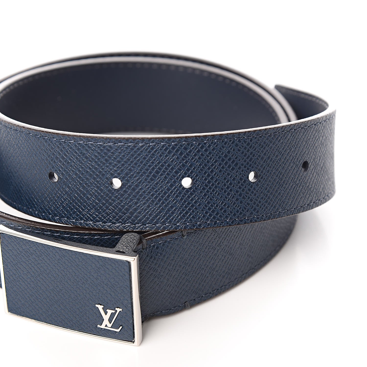 Louis Vuitton Taiga Mens 35mm Metropole Belt 90 36 Blue Marine 5 of 7