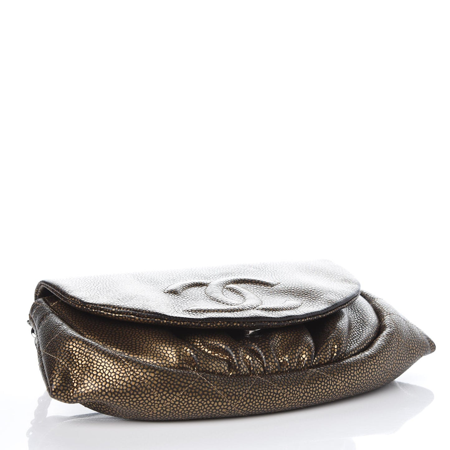 Metallic Caviar Half Moon Wallet On Chain WOC Bronze